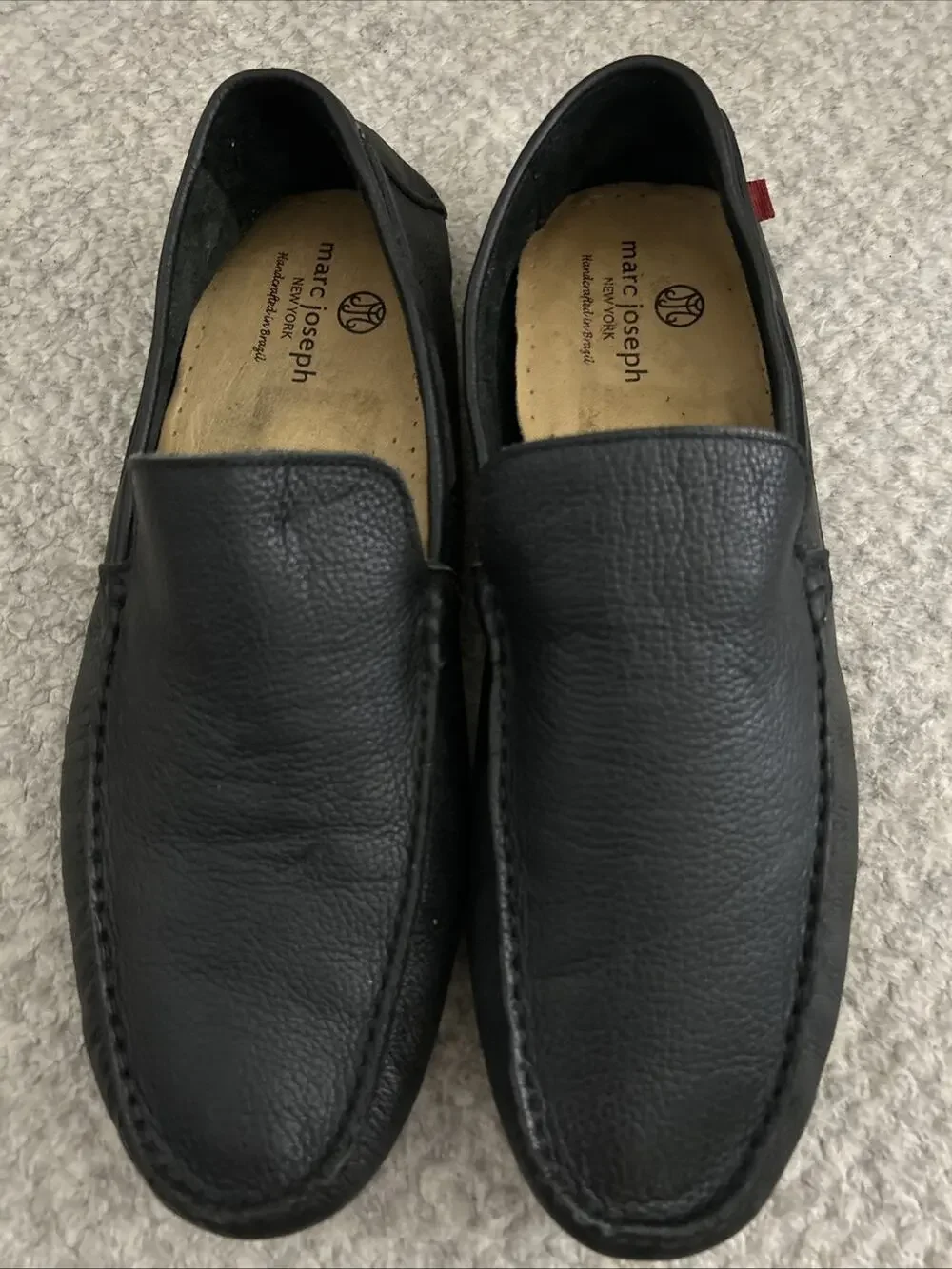Marc Joseph Broadway Driving Loafers Black Leather Round Toe Shoes Size 13